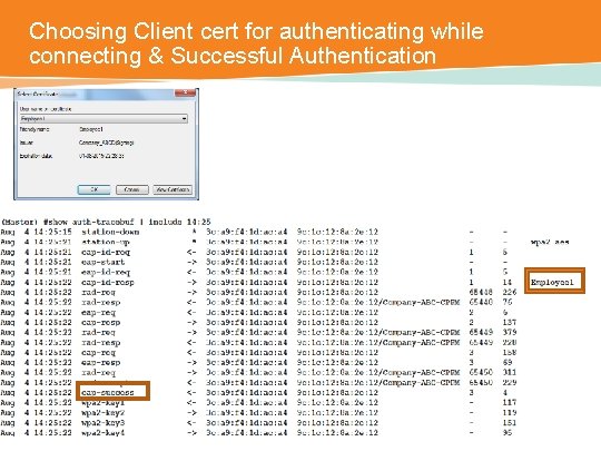 Choosing Client cert for authenticating while connecting & Successful Authentication CONFIDENTIAL © Copyright 2014.