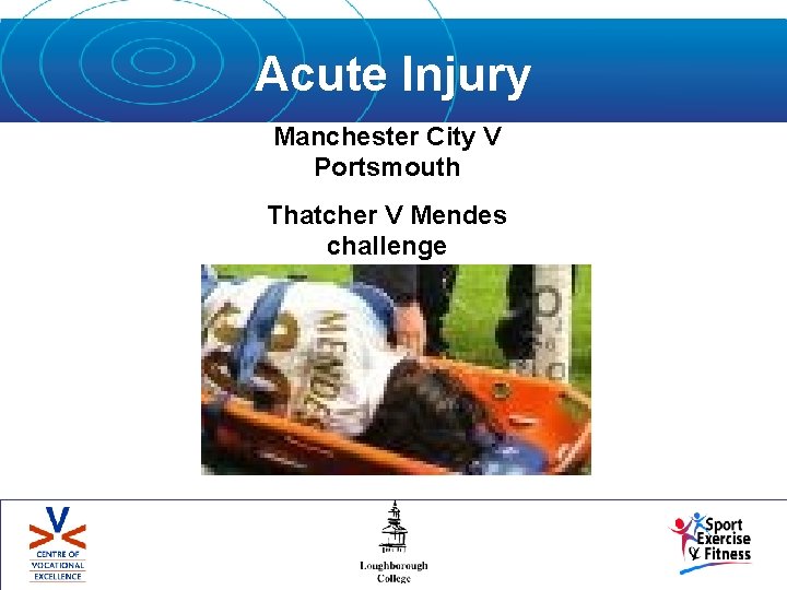 Acute Injury Manchester City V Portsmouth Thatcher V Mendes challenge 
