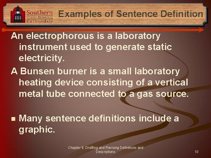 Examples of Sentence Definition An electrophorous is a laboratory instrument used to generate static
