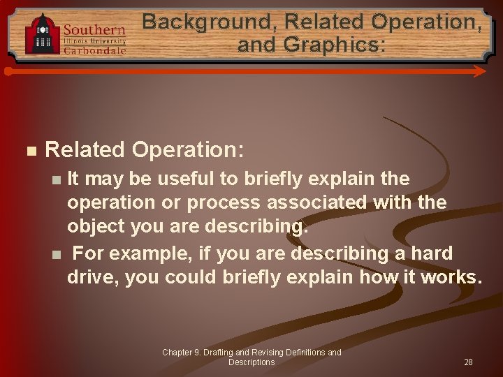 Background, Related Operation, and Graphics: n Related Operation: It may be useful to briefly