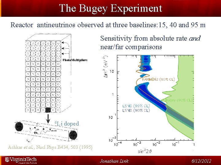 The Bugey Experiment Reactor antineutrinos observed at three baselines: 15, 40 and 95 m