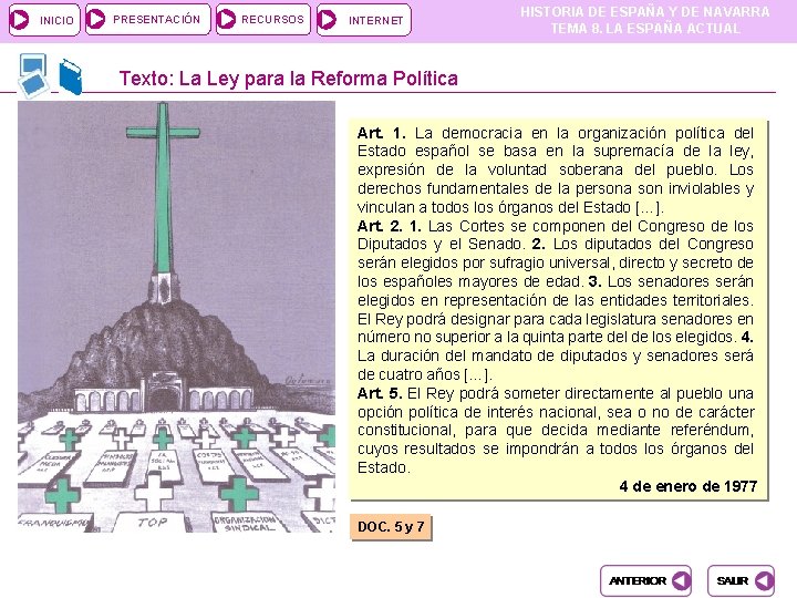 INICIO PRESENTACIÓN RECURSOS INTERNET HISTORIA DE ESPAÑA Y DE NAVARRA TEMA 8. LA ESPAÑA INICIO PRESENTACIÓN RECURSOS INTERNET HISTORIA DE ESPAÑA Y DE NAVARRA TEMA 8. LA ESPAÑA