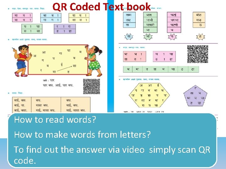 QR Coded Text book How to read words? How to make words from letters?