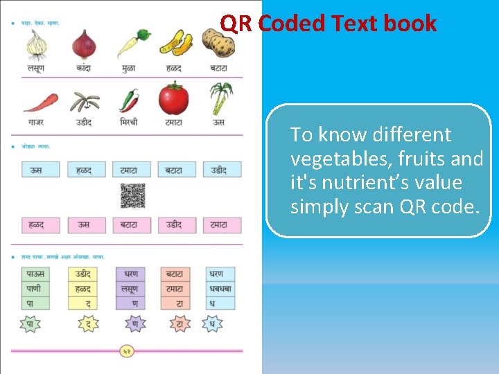 QR Coded Text book To know different vegetables, fruits and it's nutrient’s value simply