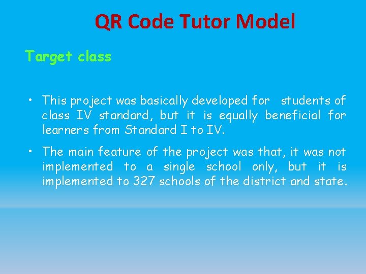 QR Code Tutor Model Target class • This project was basically developed for students