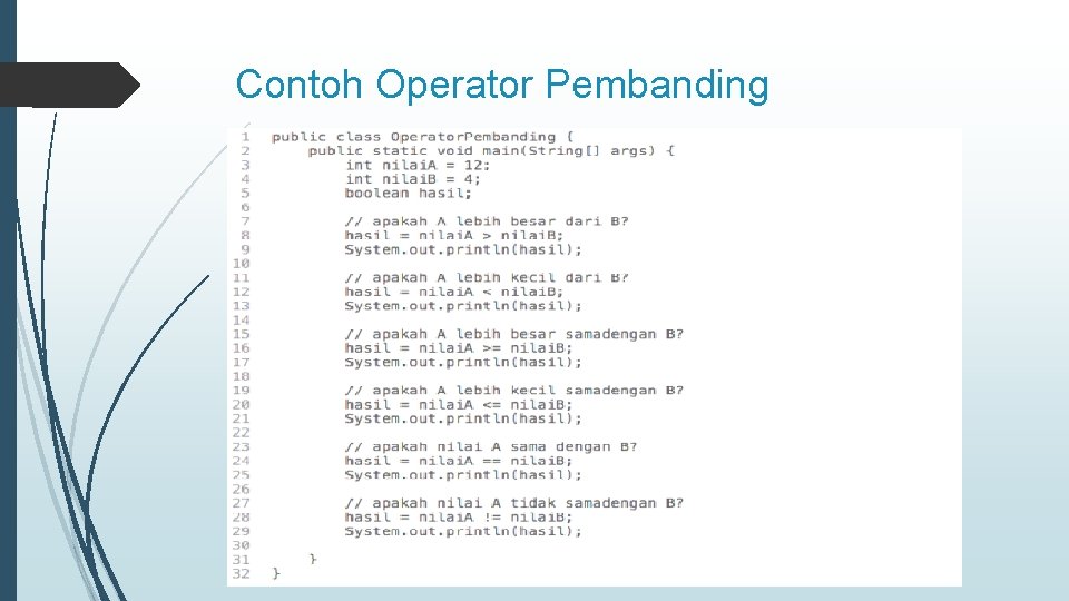 Contoh Operator Pembanding 