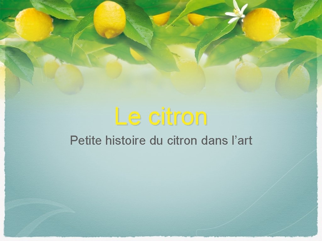 Le citron Petite histoire du citron dans l’art 