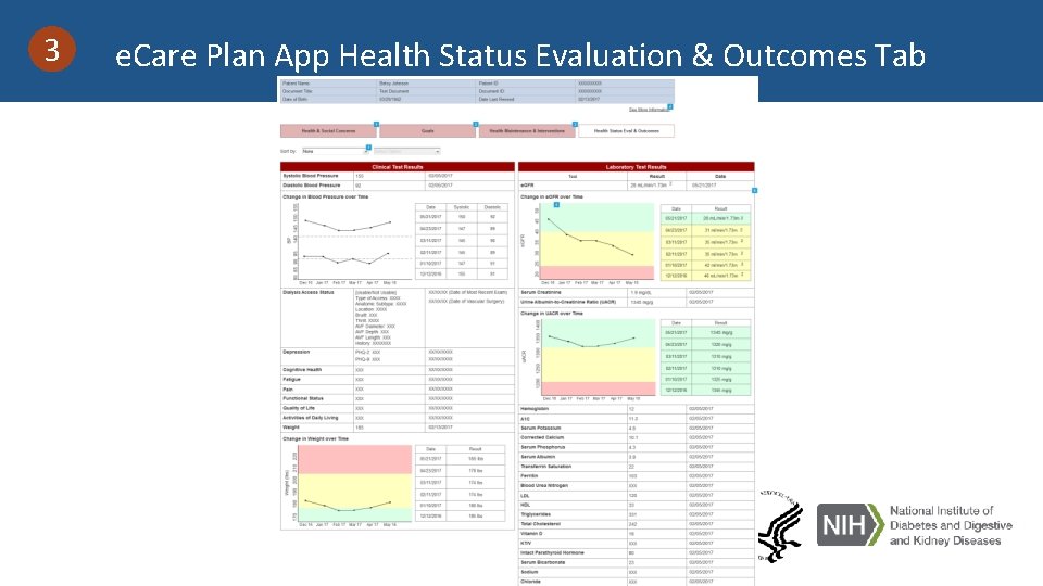 3 e. Care Plan App Health Status Evaluation & Outcomes Tab 