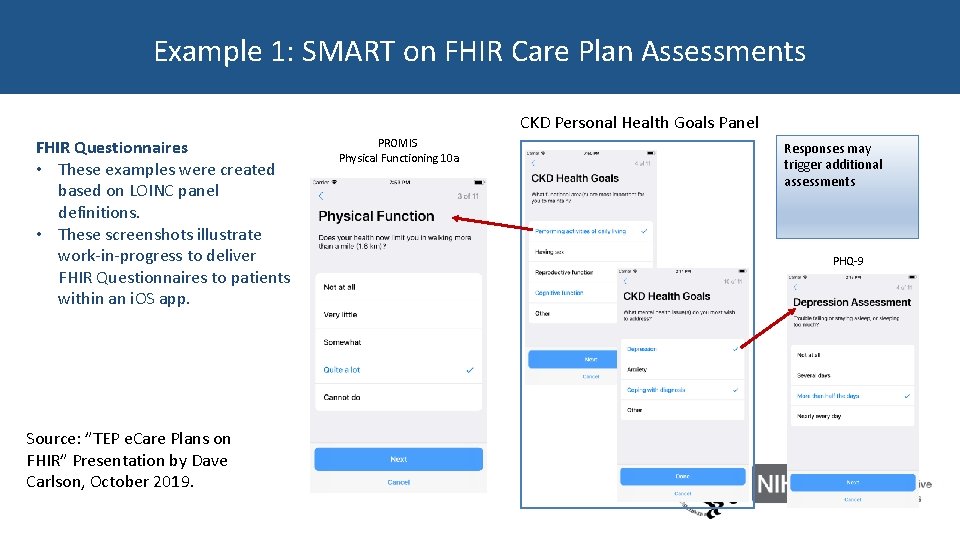 Example 1: SMART on FHIR Care Plan Assessments CKD Personal Health Goals Panel FHIR