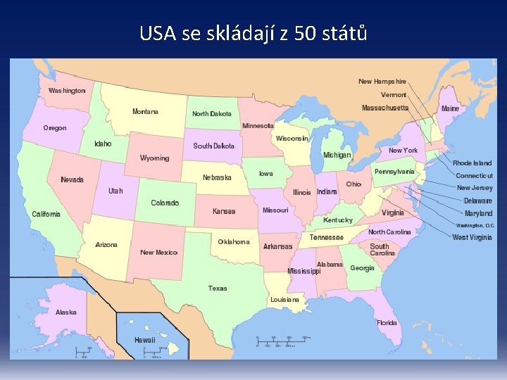 USA se skládají z 50 států 