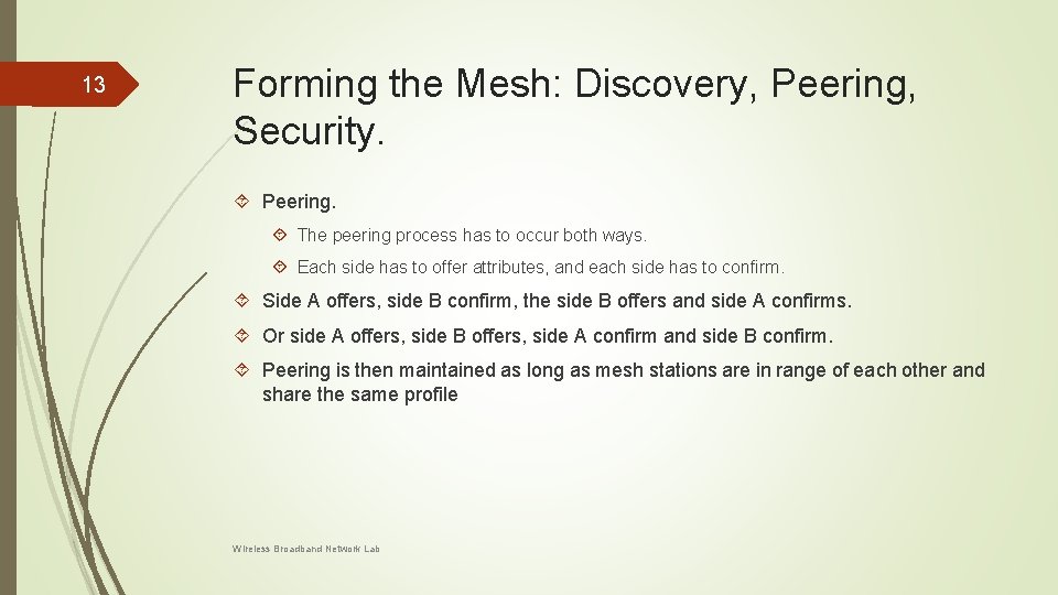 13 Forming the Mesh: Discovery, Peering, Security. Peering. The peering process has to occur 13 Forming the Mesh: Discovery, Peering, Security. Peering. The peering process has to occur