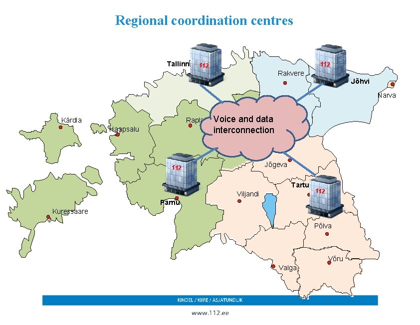 Regional coordination centres Tallinn 112 Rakvere Jõhvi Narva Kärdla Rapla Haapsalu Voice and data Regional coordination centres Tallinn 112 Rakvere Jõhvi Narva Kärdla Rapla Haapsalu Voice and data