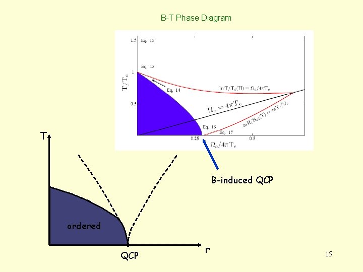 B-T Phase Diagram T B-induced QCP ordered QCP r 15 