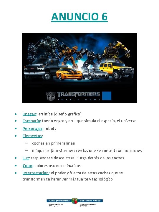 ANUNCIO 6 • Imagen: artística (diseño gráfico) • Escenario: fondo negro y azul que