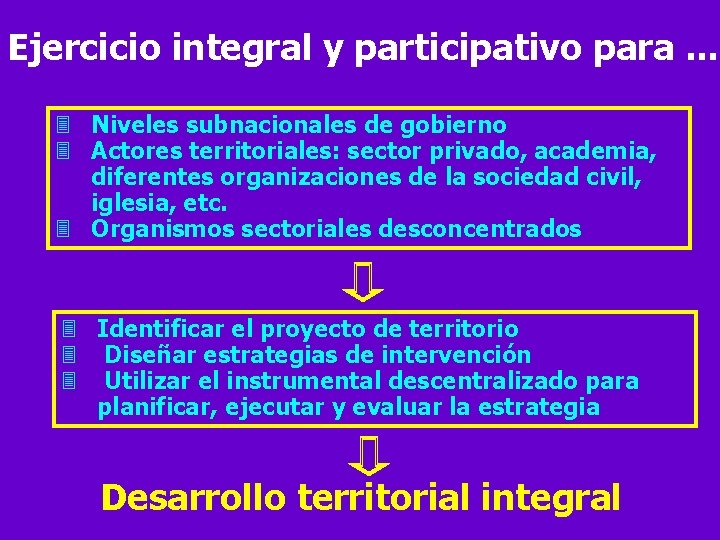 Ejercicio integral y participativo para. . . 3 Niveles subnacionales de gobierno 3 Actores