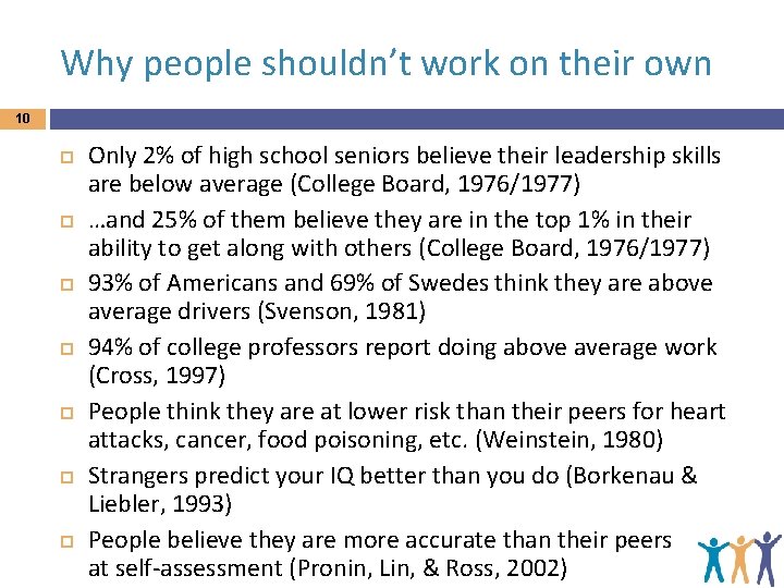 Why people shouldn’t work on their own 10 Only 2% of high school seniors