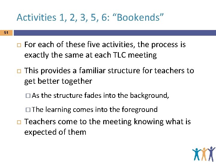 Activities 1, 2, 3, 5, 6: “Bookends” 51 For each of these five activities,