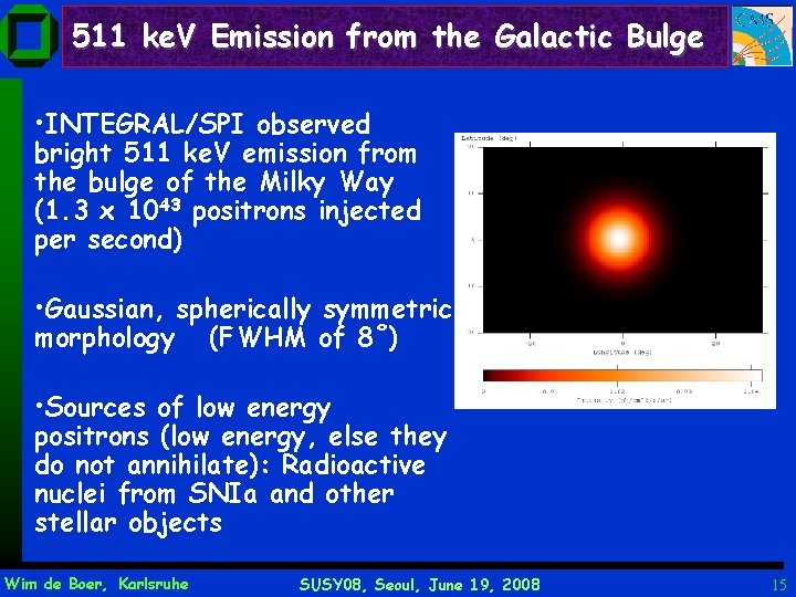 511 ke. V Emission from the Galactic Bulge • INTEGRAL/SPI observed bright 511 ke.