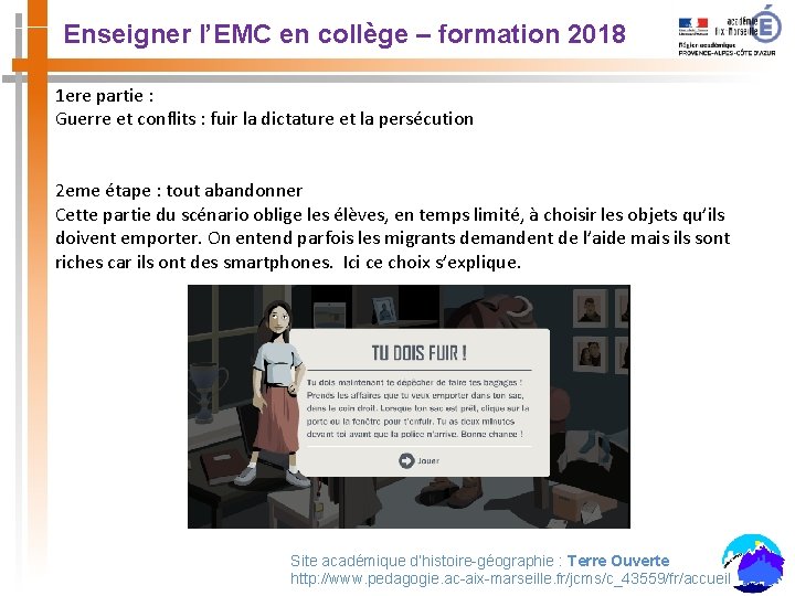 Enseigner l’EMC en collège – formation 2018 1 ere partie : Guerre et conflits
