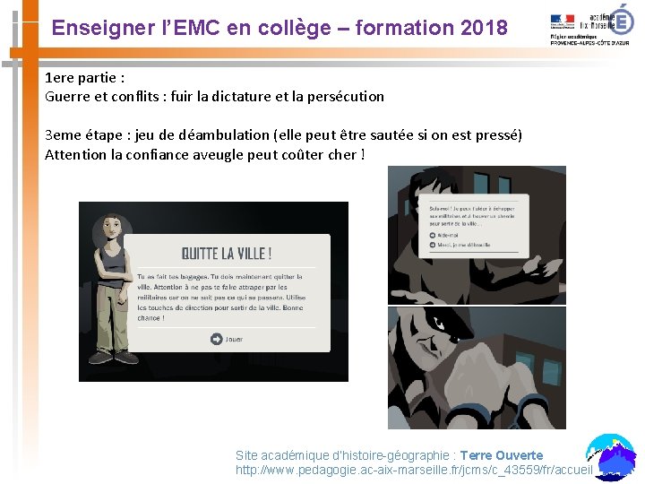 Enseigner l’EMC en collège – formation 2018 1 ere partie : Guerre et conflits