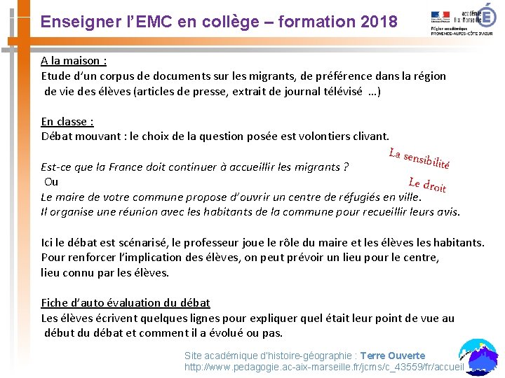 Enseigner l’EMC en collège – formation 2018 A la maison : Etude d’un corpus