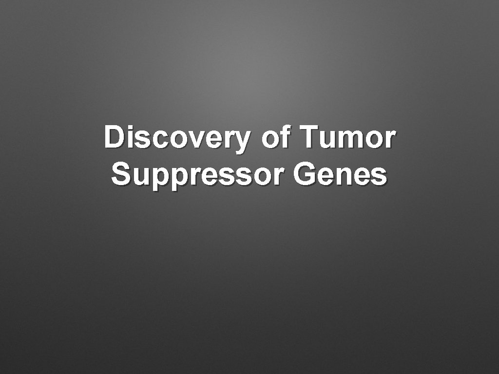 Discovery of Tumor Suppressor Genes 