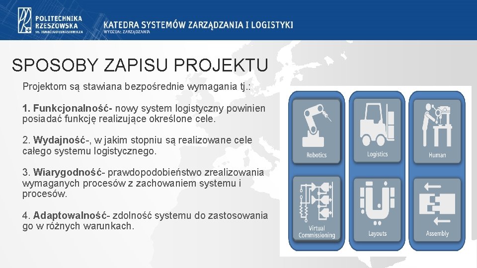 SPOSOBY ZAPISU PROJEKTU Projektom są stawiana bezpośrednie wymagania tj. : 1. Funkcjonalność- nowy system SPOSOBY ZAPISU PROJEKTU Projektom są stawiana bezpośrednie wymagania tj. : 1. Funkcjonalność- nowy system