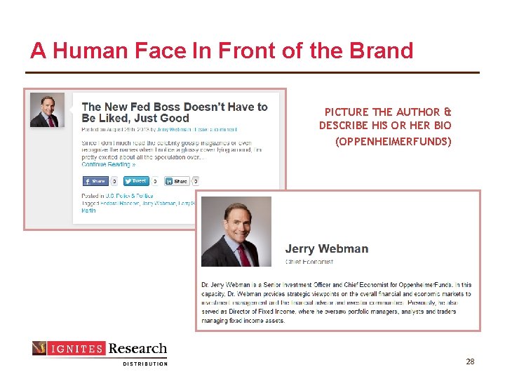 A Human Face In Front of the Brand PICTURE THE AUTHOR & DESCRIBE HIS