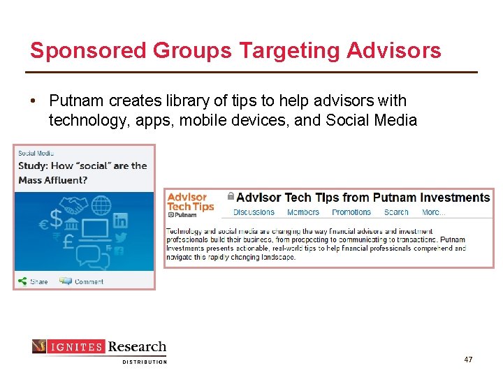 Sponsored Groups Targeting Advisors • Putnam creates library of tips to help advisors with