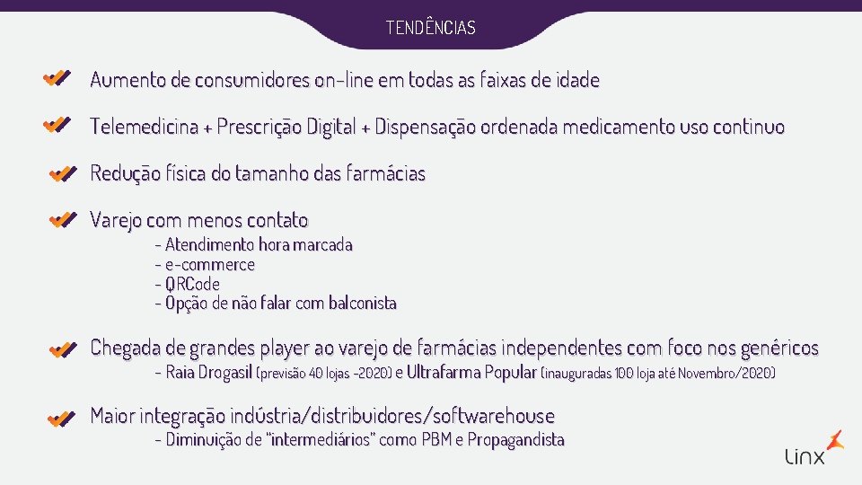 TENDÊNCIAS Aumento de consumidores on-line em todas as faixas de idade Telemedicina + Prescrição