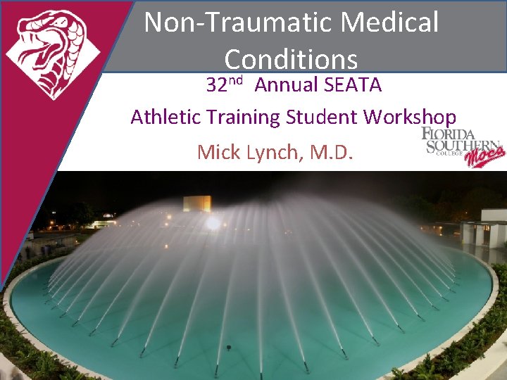 Non-Traumatic Medical Conditions 32 nd Annual SEATA Athletic Training Student Workshop Mick Lynch, M.