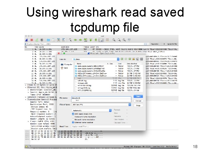 Using wireshark read saved tcpdump file 18 