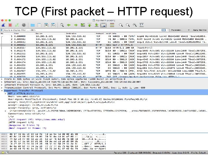 TCP (First packet – HTTP request) 7 