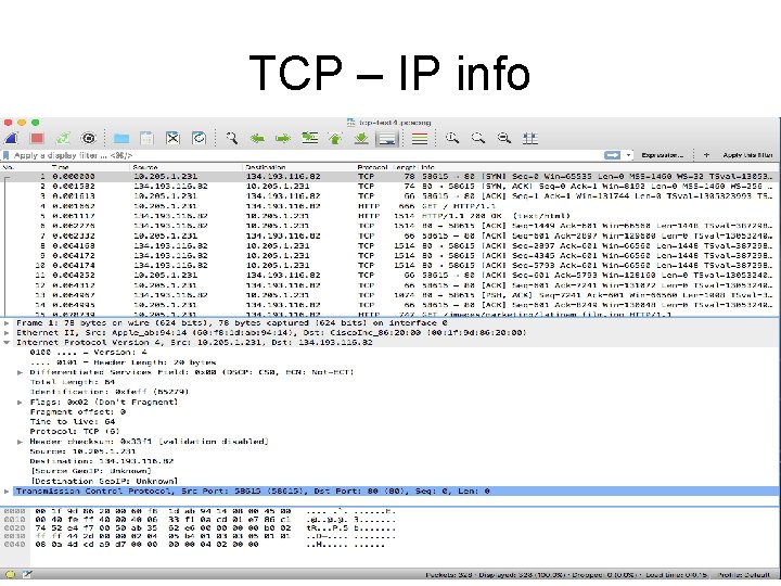 TCP – IP info cs 423 -cotter 9 