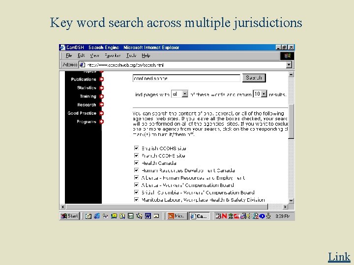 Key word search across multiple jurisdictions Link 