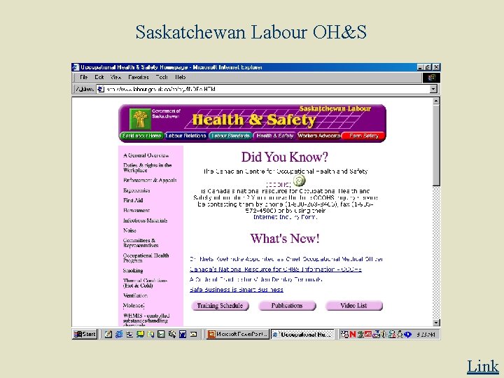 Saskatchewan Labour OH&S Link 