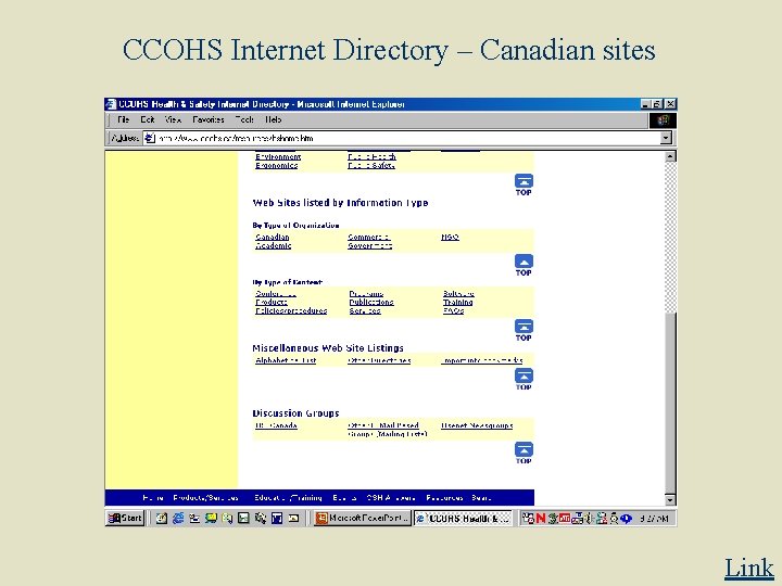 CCOHS Internet Directory – Canadian sites Link 