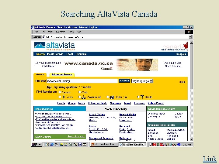 Searching Alta. Vista Canada Link 