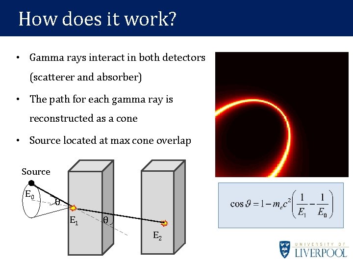 How does it work? • Gamma rays interact in both detectors (scatterer and absorber) How does it work? • Gamma rays interact in both detectors (scatterer and absorber)