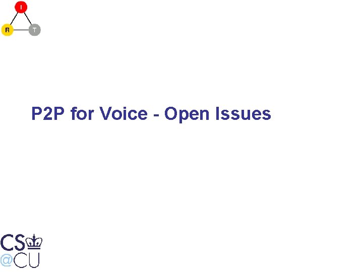 P 2 P for Voice - Open Issues 