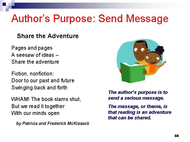 Author’s Purpose: Send Message Share the Adventure Pages and pages A seesaw of ideas