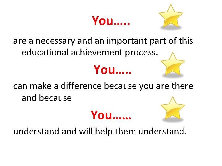 You…. . are a necessary and an important part of this educational achievement process.