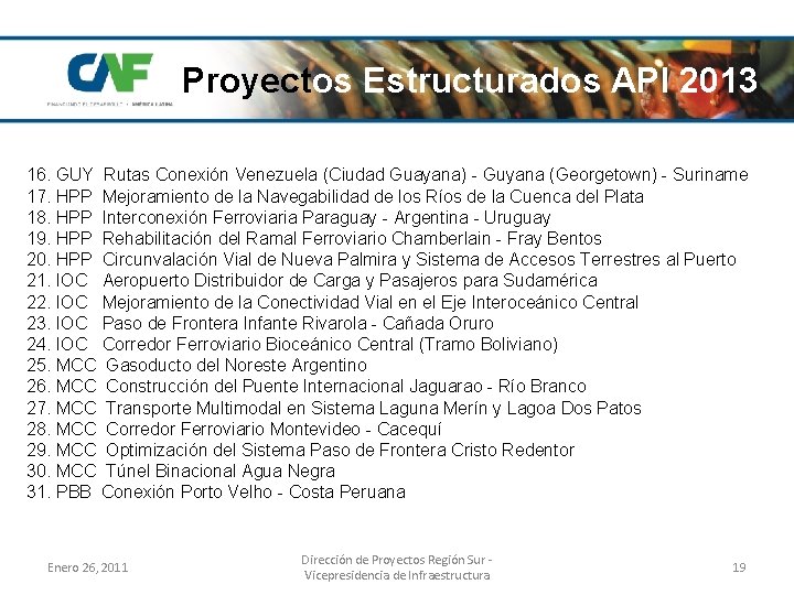 Proyectos Estructurados API 2013 16. GUY Rutas Conexión Venezuela (Ciudad Guayana) - Guyana (Georgetown)