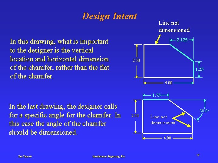 Design Intent In this drawing, what is important to the designer is the vertical