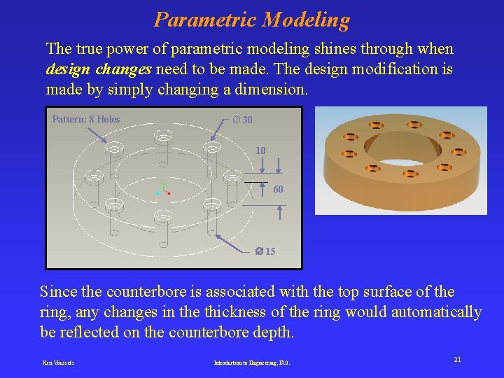 Parametric Modeling The true power of parametric modeling shines through when design changes need