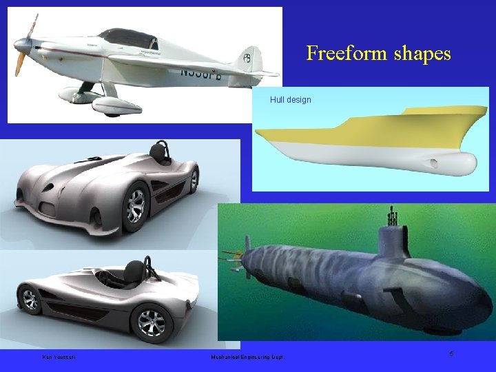 Freeform shapes Hull design Ken Youssefi Mechanical Engineering Dept. 5 