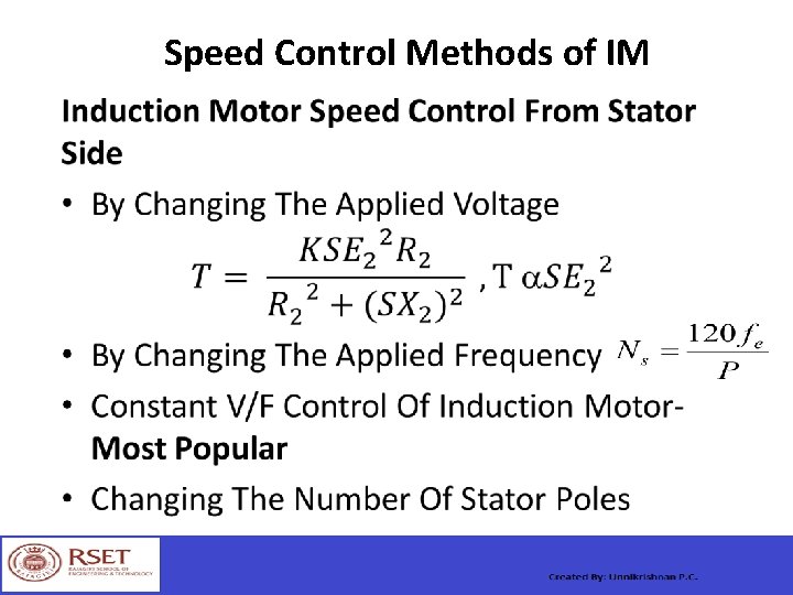 Speed Control Methods of IM • 