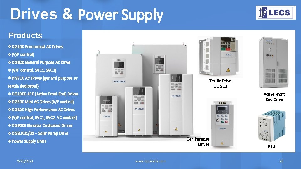 Drives & Power Supply Products v. DG 100 Economical AC Drives v(V/F control) v.