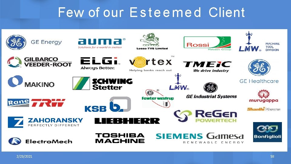Few of our E s t e e m e d Client 2/23/2021 58