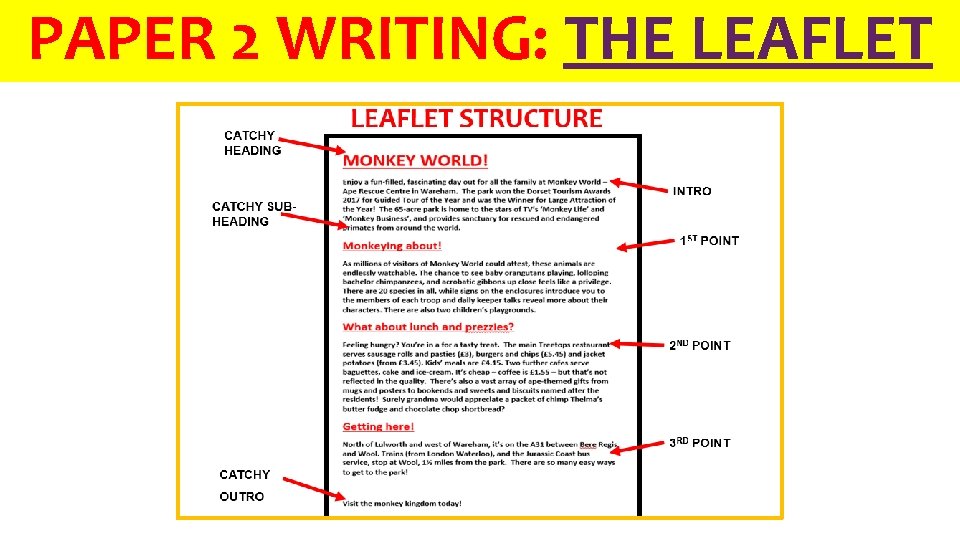 PAPER 2 WRITING: THE LEAFLET 